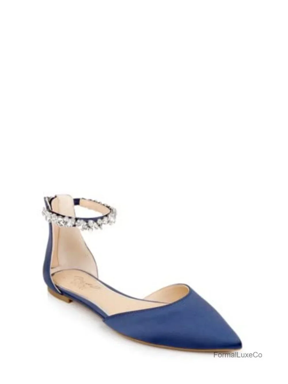 Satin Ballet Flats with Ankle Strap and Padded Insole